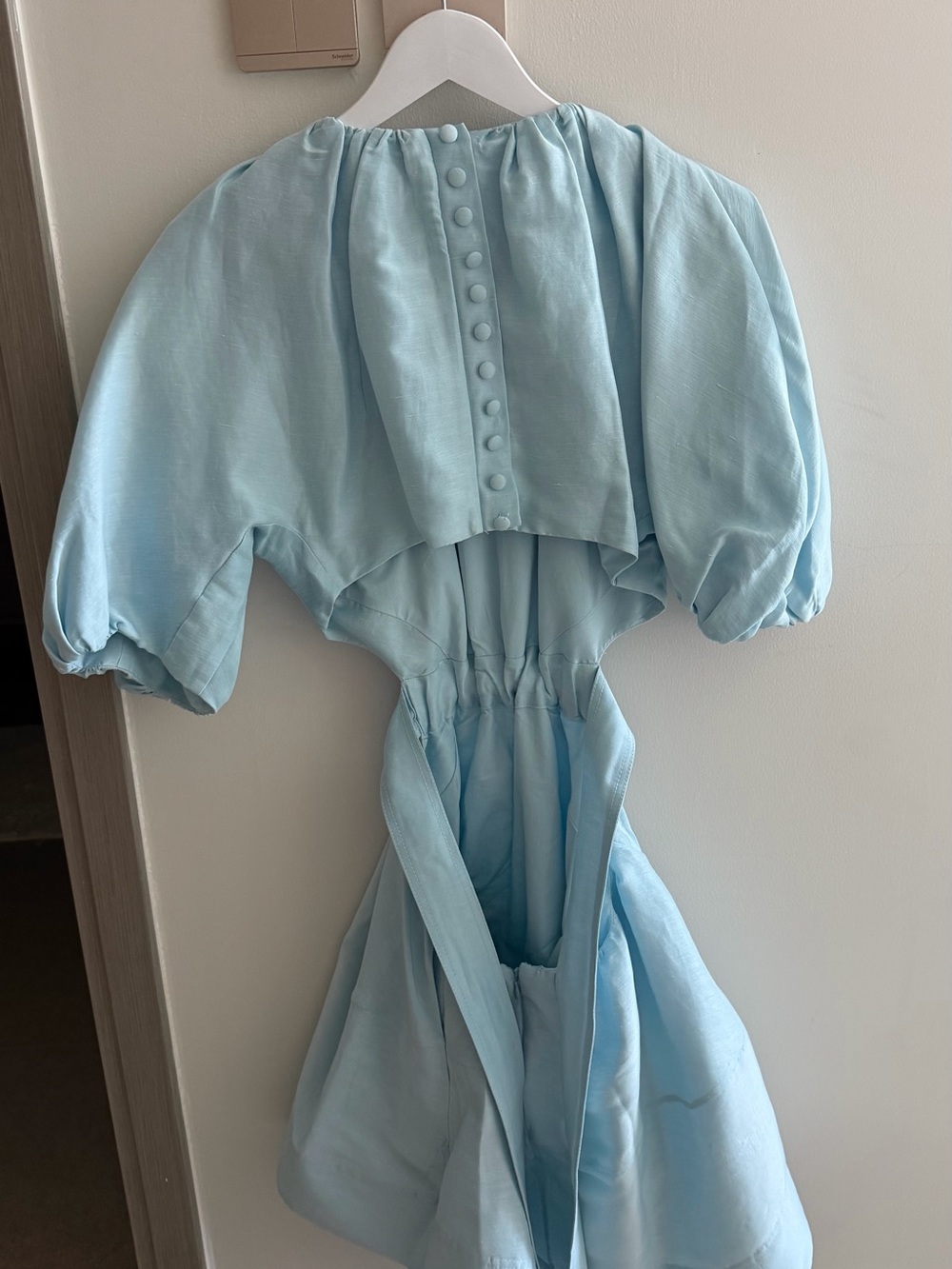 Aje Light Blue Mini Dress with Puff Sleeves - Picture 3 of 4
